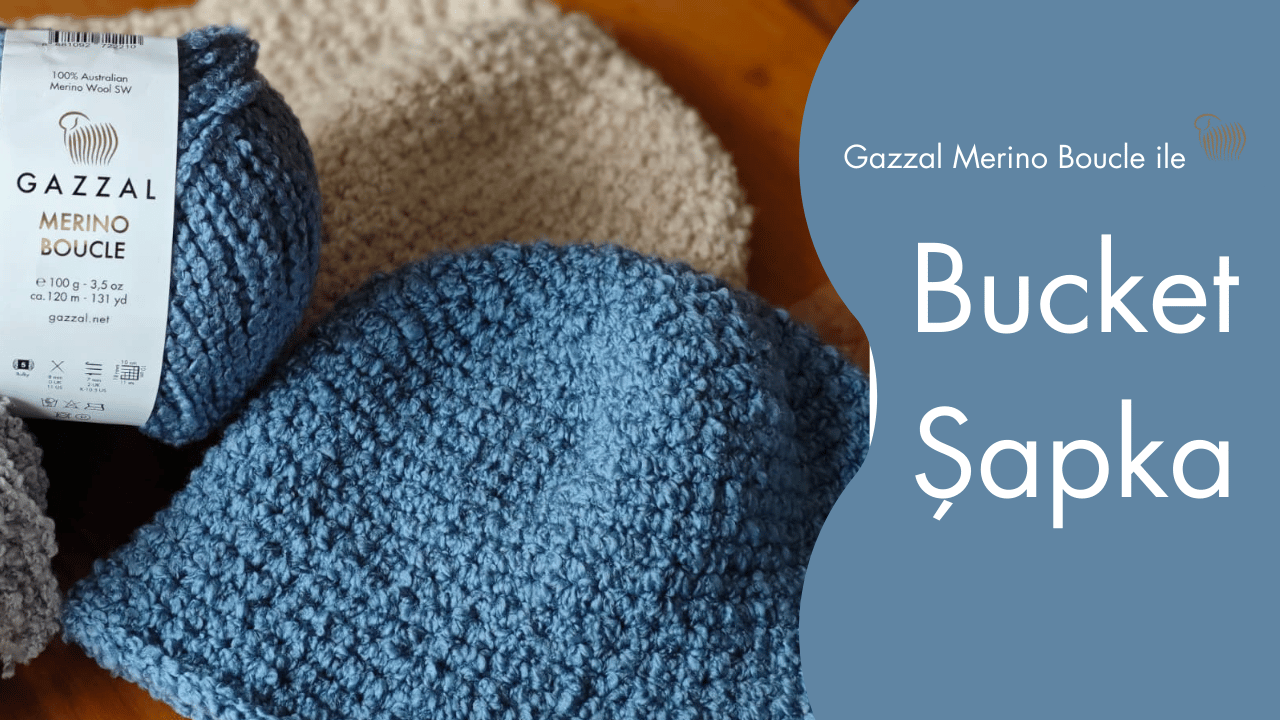  Merino Boucle ile Bucket Şapka