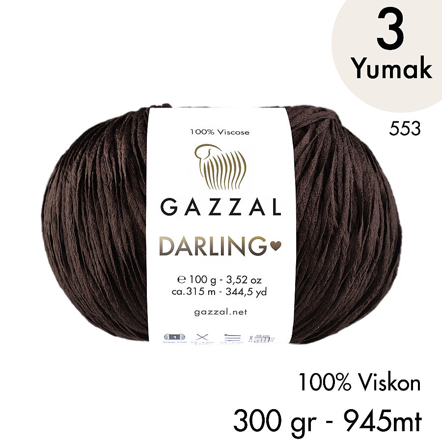 Darling 553 100% Viskon El Örgü İpliği, 3 Yumak,  Gazzal Resmi Satış Mağazası