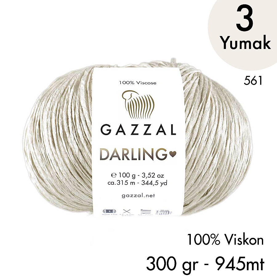 Darling 561 100% Viskon El Örgü İpliği, 3 Yumak,  Gazzal Resmi Satış Mağazası