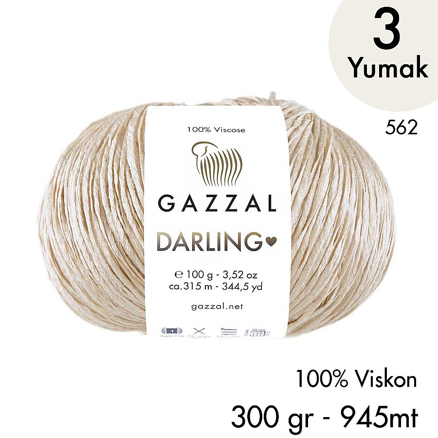 Darling 562 100% Viskon El Örgü İpliği, 3 Yumak,  Gazzal Resmi Satış Mağazası