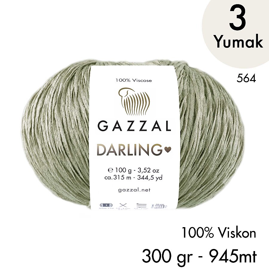 Darling 564 100% Viskon El Örgü İpliği, 3 Yumak,  Gazzal Resmi Satış Mağazası