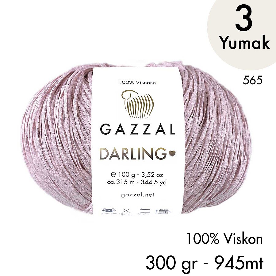 Darling 565 100% Viskon El Örgü İpliği, 3 Yumak,  Gazzal Resmi Satış Mağazası