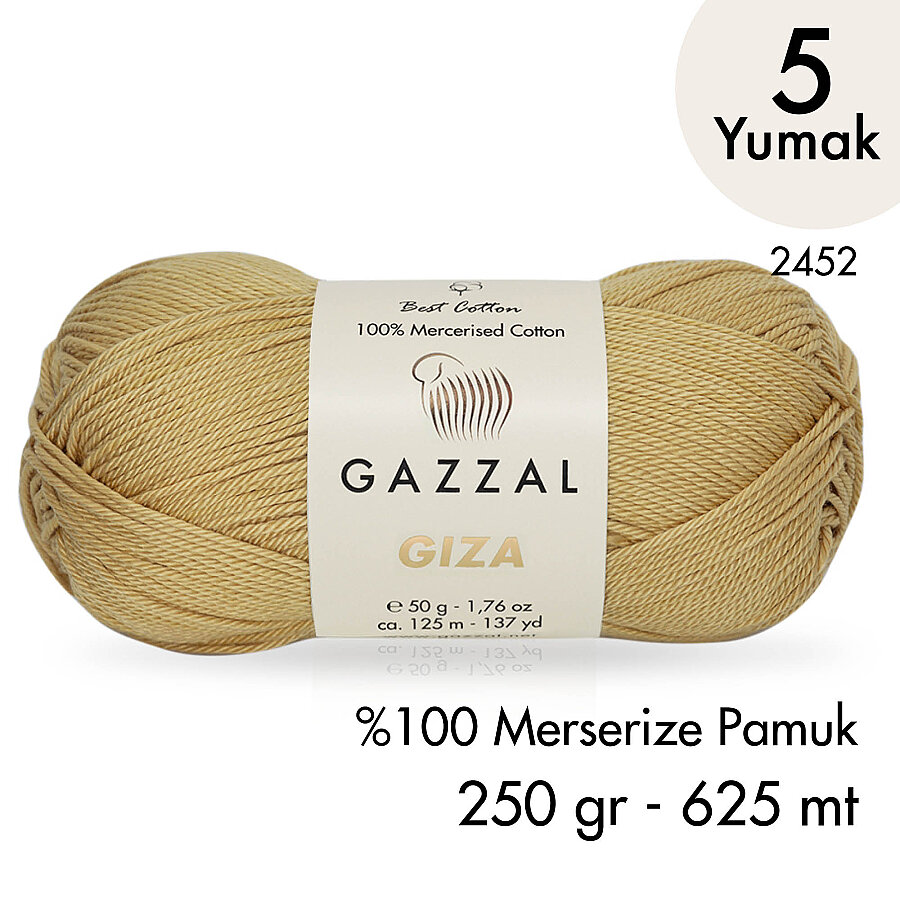 Giza 2452-%100 Merserize Pamuk İplik Yazlık Örgü Amigurumi - 5 Yumak