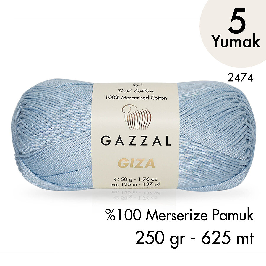 Giza 2474-%100 Merserize Pamuk İplik Yazlık Örgü Amigurumi - 5 Yumak