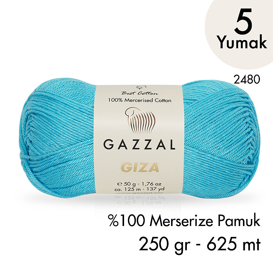 Giza 2480-%100 Merserize Pamuk İplik Yazlık Örgü Amigurumi - 5 Yumak