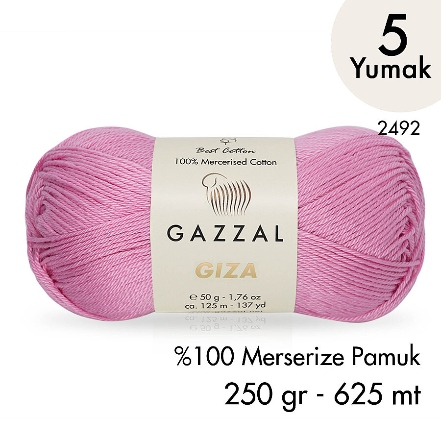 Giza 2492-%100 Merserize Pamuk İplik Yazlık Örgü Amigurumi - 5 Yumak