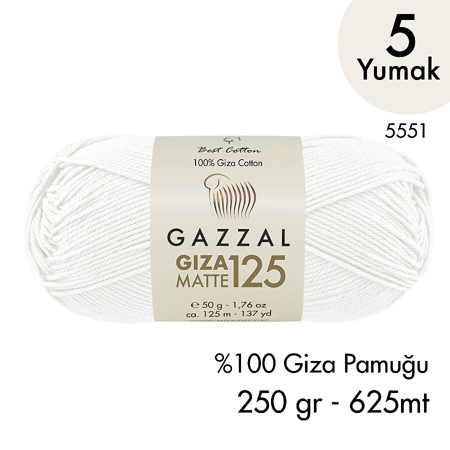 Giza Matte 125 5551 - %100 Pamuk Yazlık Amigurumi ve Örgü İpi- 5 Yumak
