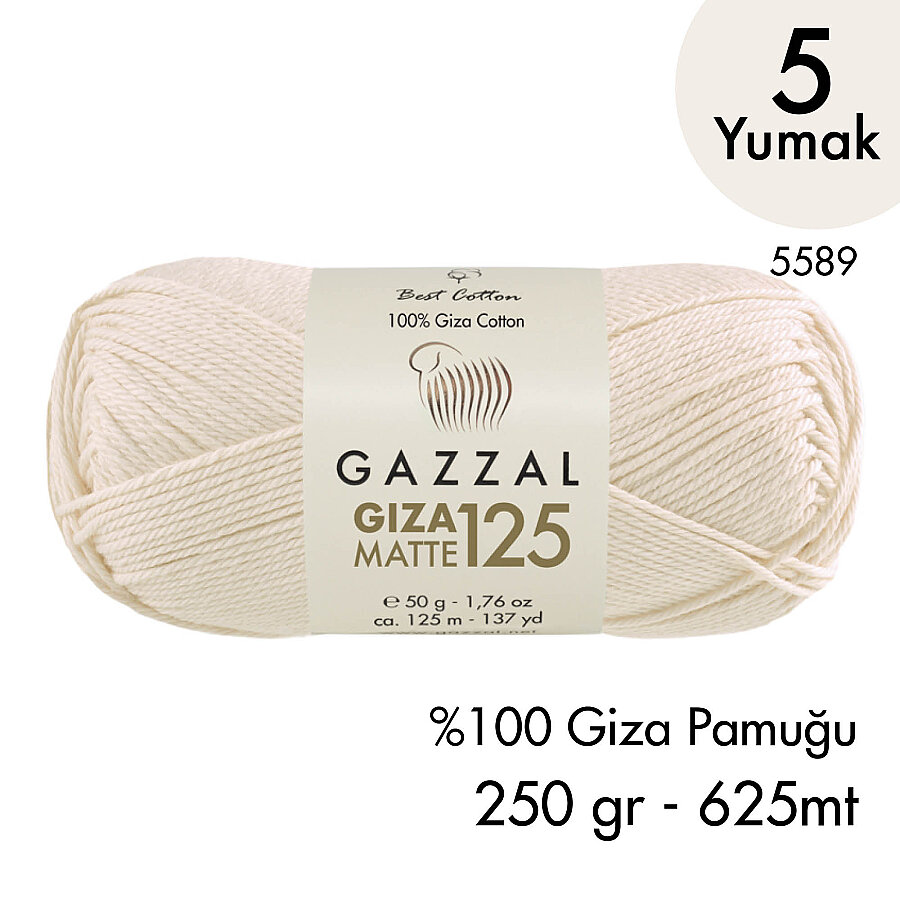 Giza Matte 125 5589 - %100 Pamuk Yazlık Amigurumi ve Örgü İpi- 5 Yumak