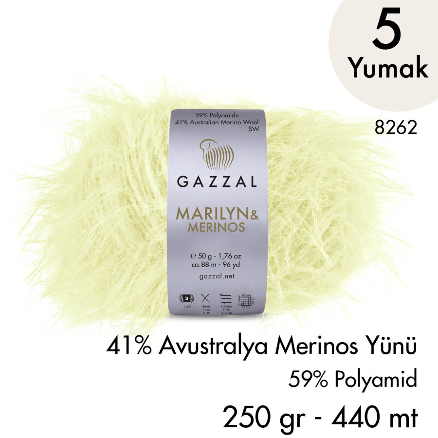 Marilyn & Merinos 8262 El Örgü İpliği 5 Yumak 250 gr 