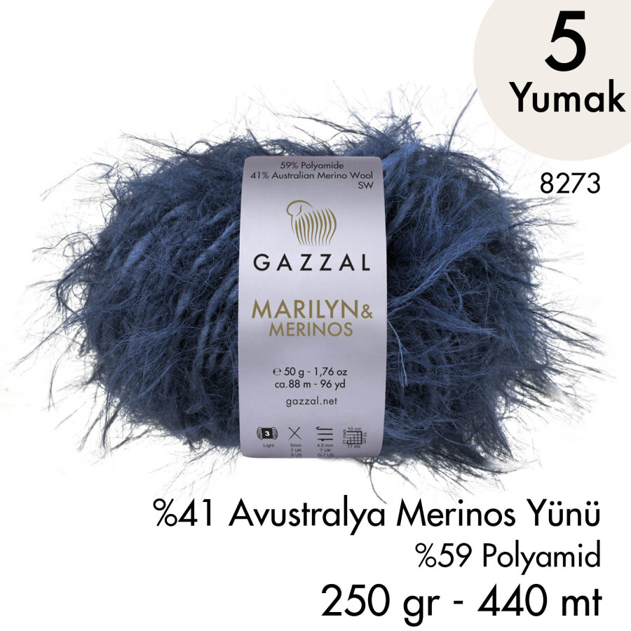 Marilyn & Merinos 8273 El Örgü İpliği 5 Yumak 250 gr 