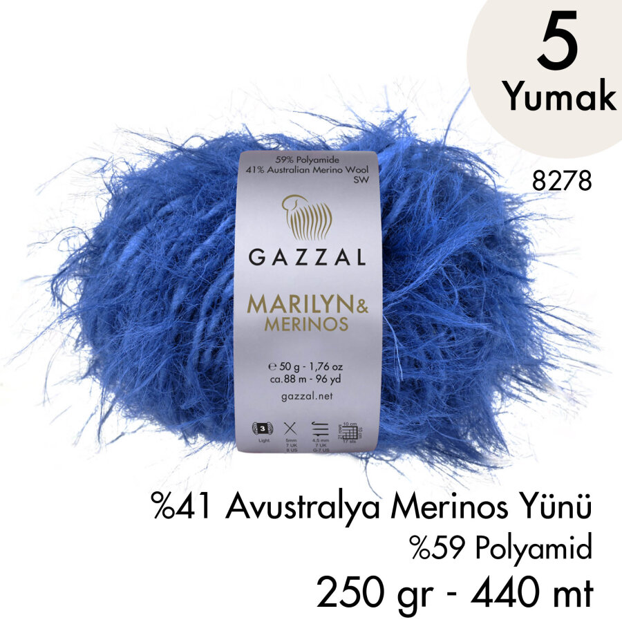Marilyn & Merinos 8278 El Örgü İpliği 5 Yumak 250 gr 