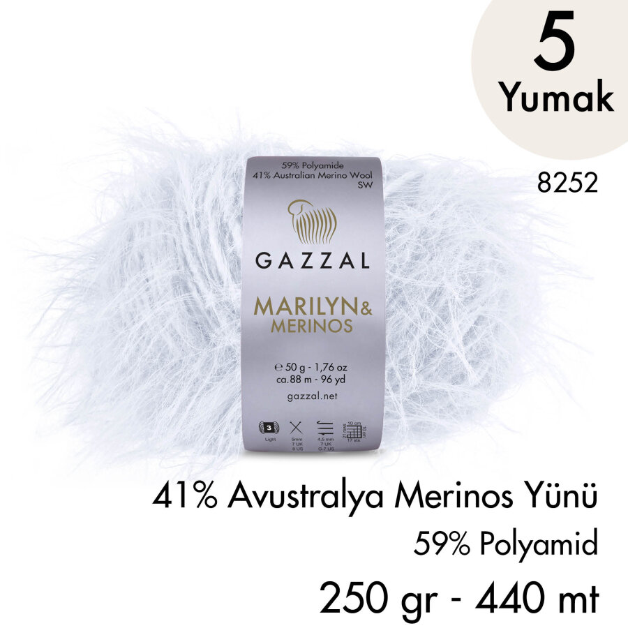 Marilyn & Merinos 8252 El Örgü İpliği 5 Yumak 250 gr 