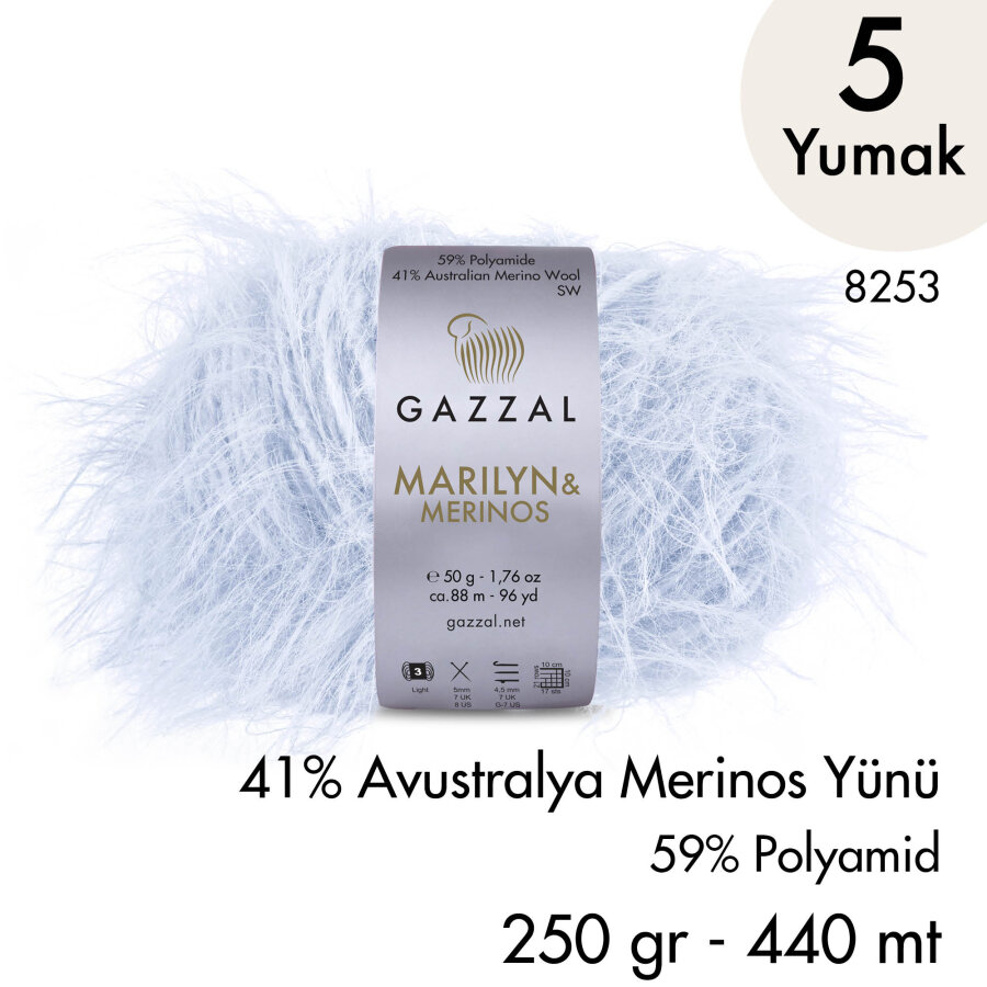 Marilyn & Merinos 8253 El Örgü İpliği 5 Yumak 250 gr 