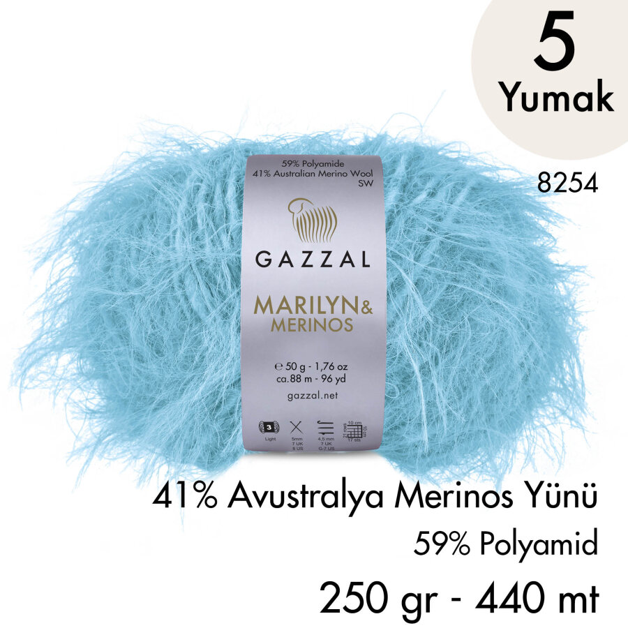 Marilyn & Merinos 8254 El Örgü İpliği 5 Yumak 250 gr 