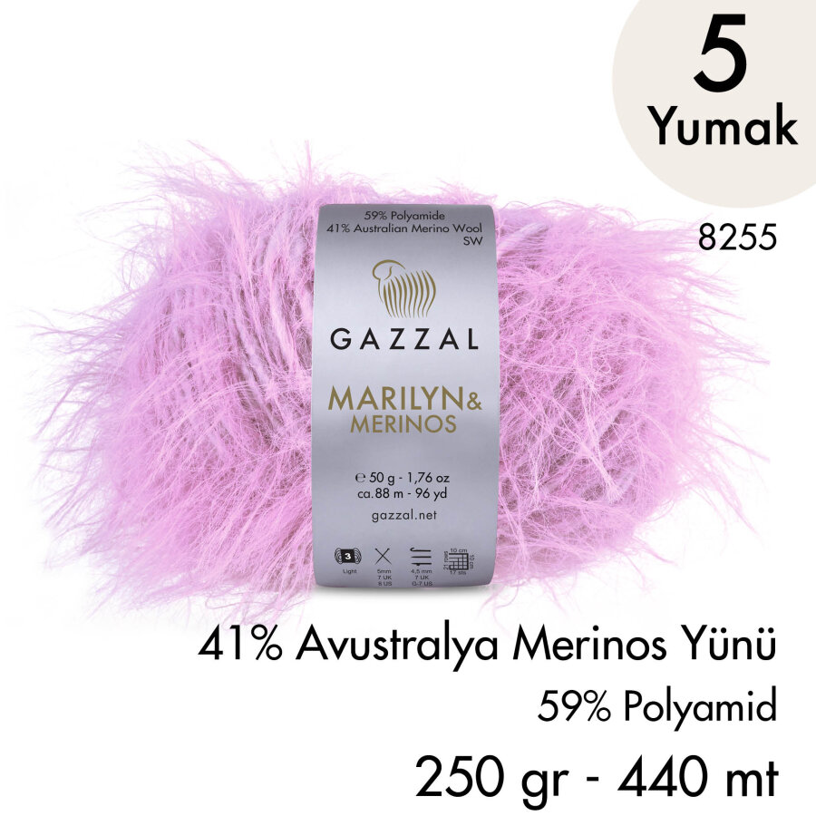Marilyn & Merinos 8255 El Örgü İpliği 5 Yumak 250 gr 
