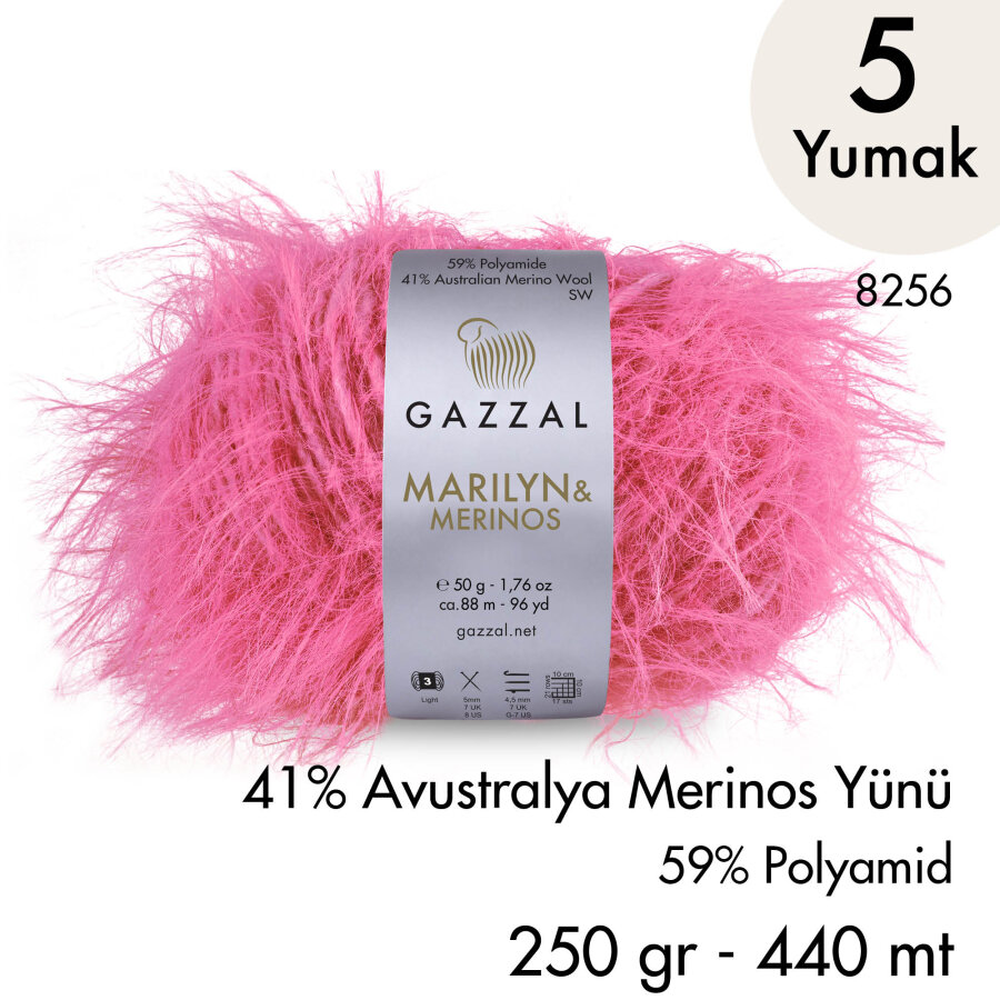 Marilyn & Merinos 8256 El Örgü İpliği 5 Yumak 250 gr 