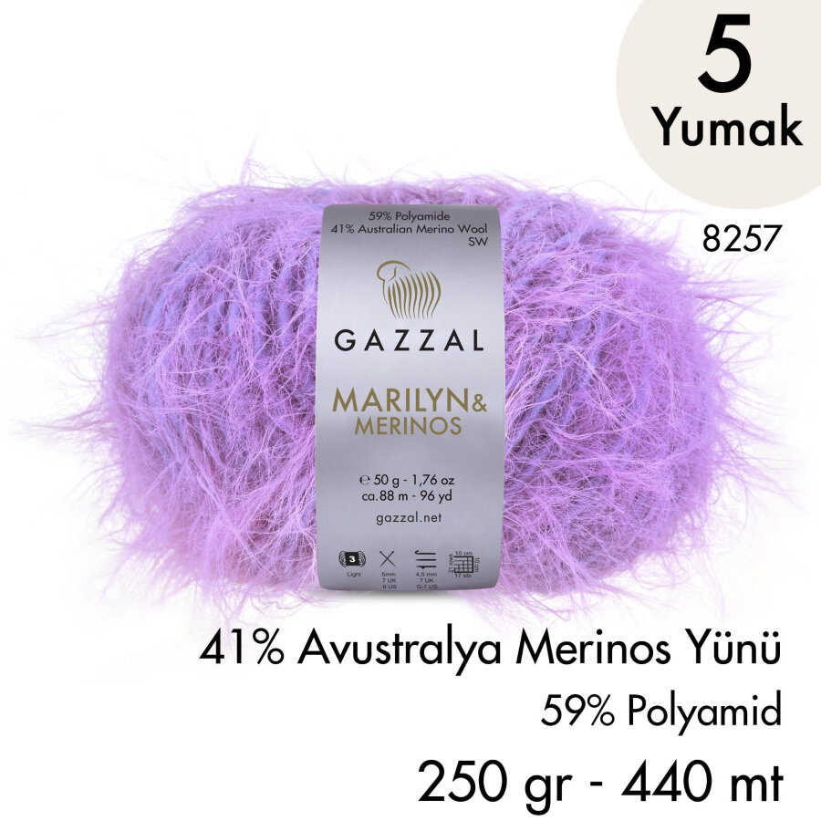 Marilyn & Merinos 8257 El Örgü İpliği 5 Yumak 250 gr 