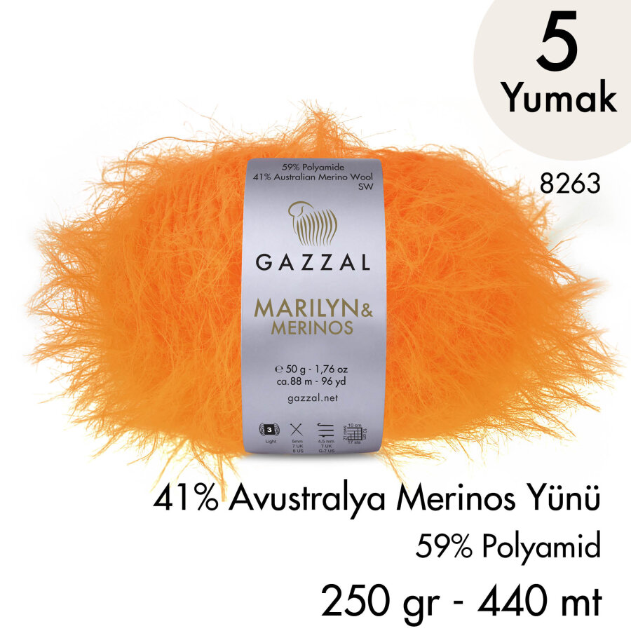 Marilyn & Merinos 8263 El Örgü İpliği 5 Yumak 250 gr 