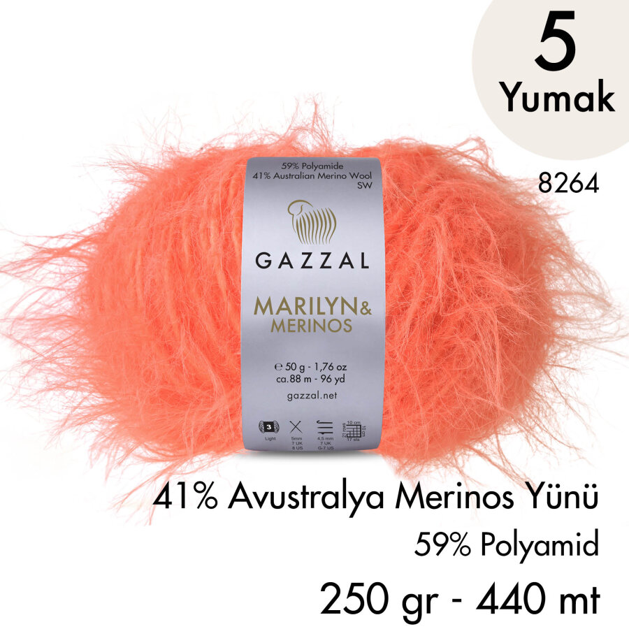 Marilyn & Merinos 8264 El Örgü İpliği 5 Yumak 250 gr 