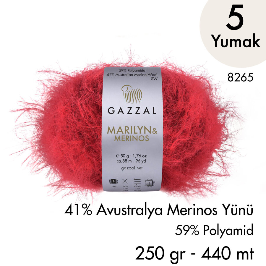 Marilyn & Merinos 8265 El Örgü İpliği 5 Yumak 250 gr 