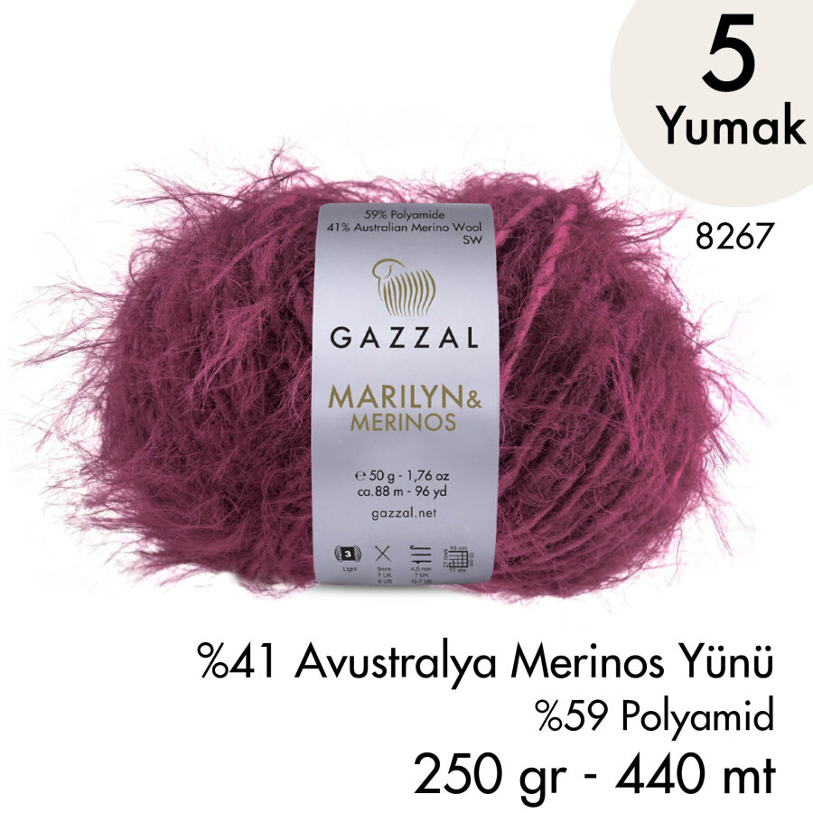 Marilyn & Merinos 8267 El Örgü İpliği 5 Yumak 250 gr 