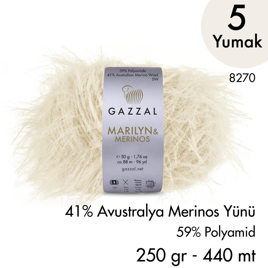 Marilyn & Merinos 8270 El Örgü İpliği 5 Yumak 250 gr 