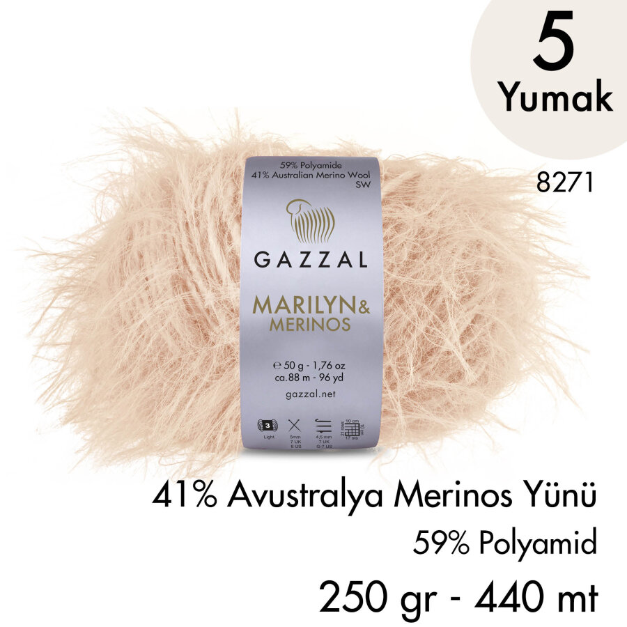 Marilyn & Merinos 8271 El Örgü İpliği 5 Yumak 250 gr 