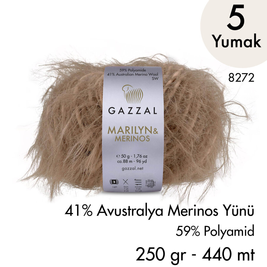 Marilyn & Merinos 8272 El Örgü İpliği 5 Yumak 250 gr 