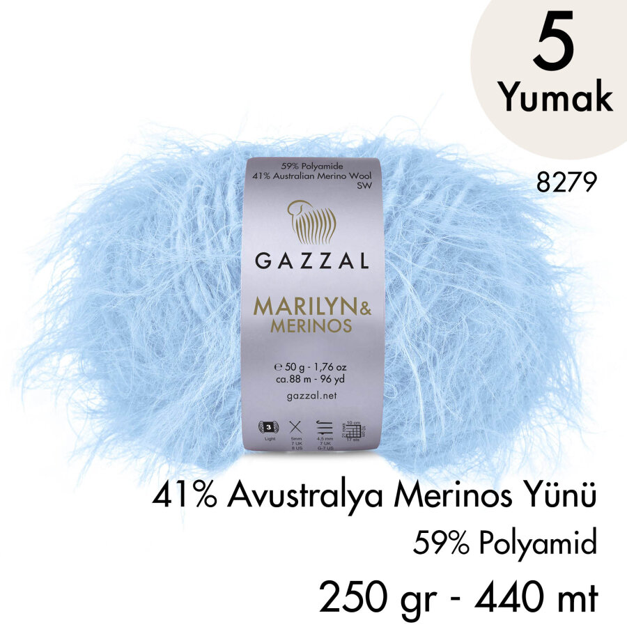 Marilyn & Merinos 8279 El Örgü İpliği 5 Yumak 250 gr 