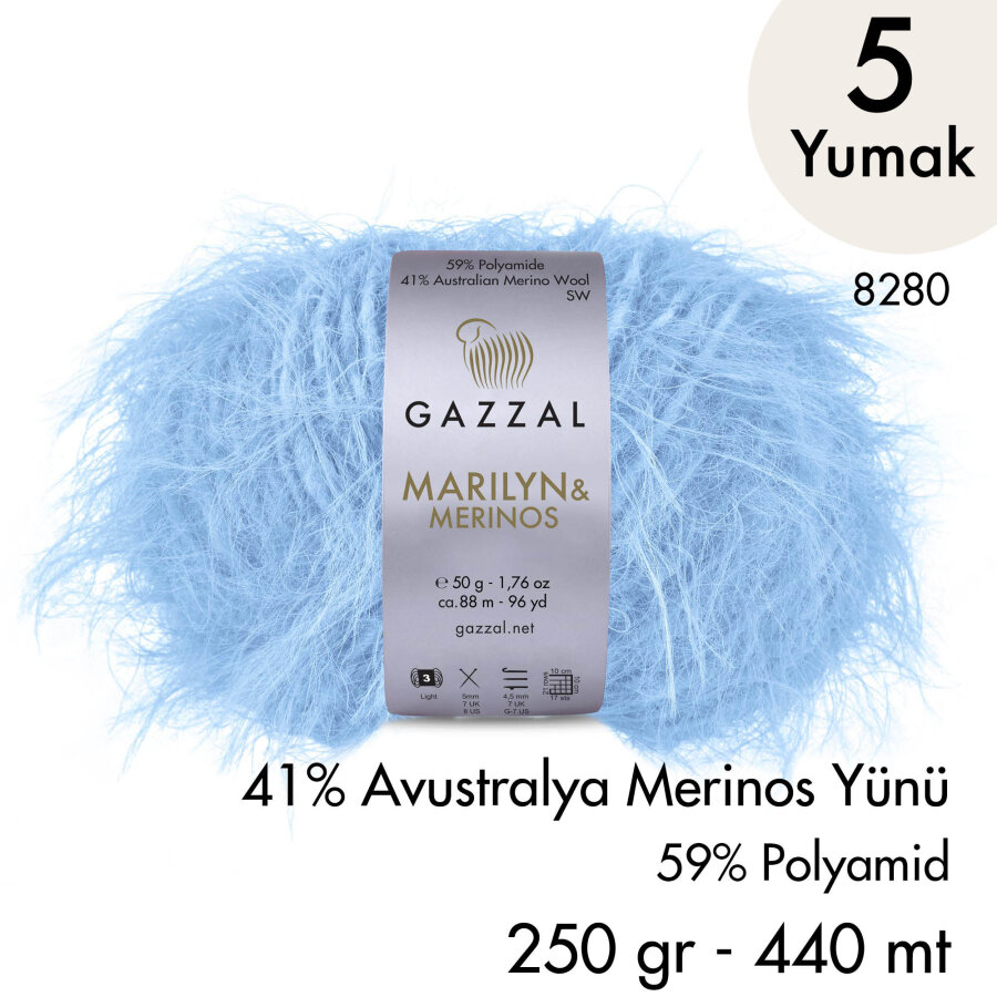 Marilyn & Merinos 8280 El Örgü İpliği 5 Yumak 250 gr 