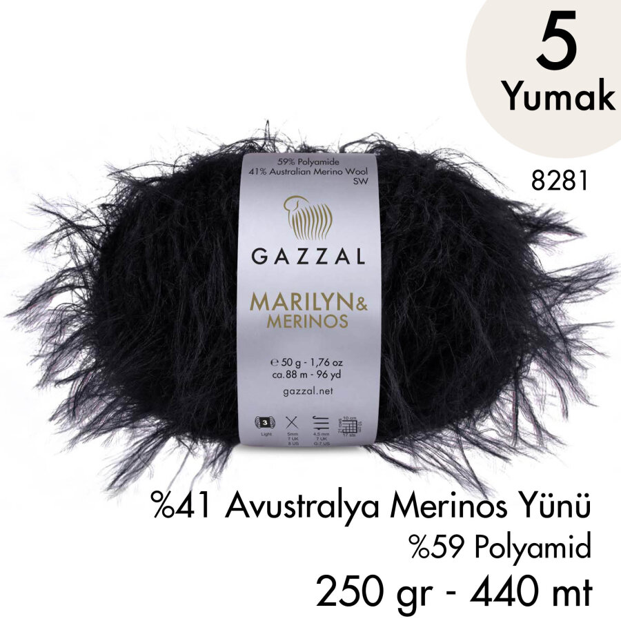 Marilyn & Merinos 8281 El Örgü İpliği 5 Yumak 250 gr 
